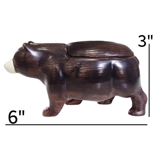 Vintage Sakura Ceramic Brown Bear Trinket Box Lid Rustic Cabin Hand Painted - Picture 10 of 10